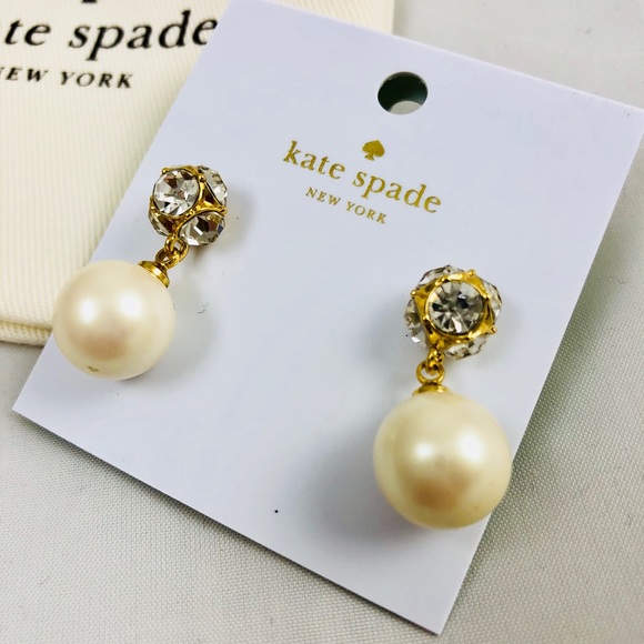 New! Kate Spade Pearl and Crystal Drop Earrings - Picture 3 of 6